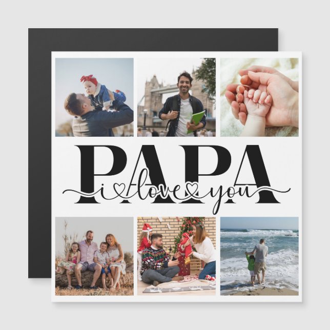 Papa I Love You Custom Photo Collage (Frente/Verso)