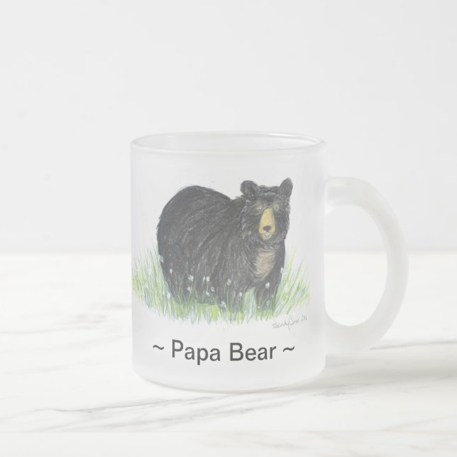 ~Papa Urso ~ Urso Negro Lg. caneca de vidro (Direita)