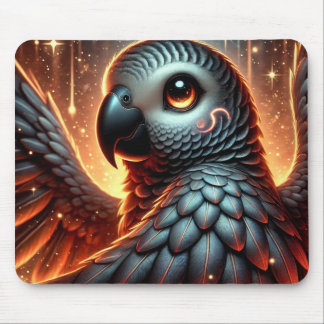 Papagaio-Cinza Africano Trendado | Mousepad Anime