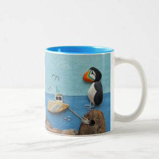 Papagaio-do-mar - caneca da colagem da arte da