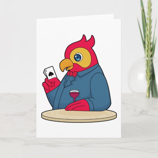 Papagaio no Poker com cartões Poker (Frente)
