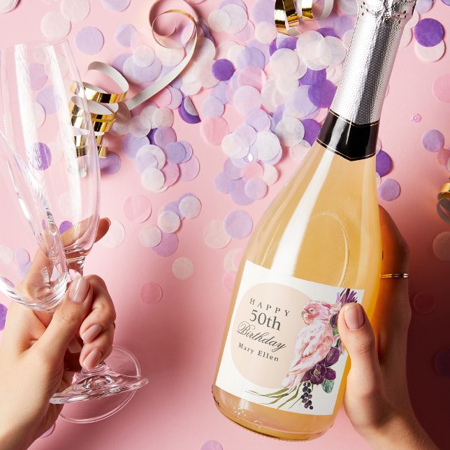 Papagaio Rosa Boho Tropical 50º Aniversário (Criador carregado)