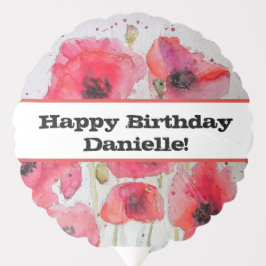 Papagaio Vermelho Poppies florais Aquarela Anivers