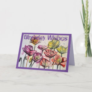 Papagaios cor-de-rosa Aquarela e Cartão de Anivers