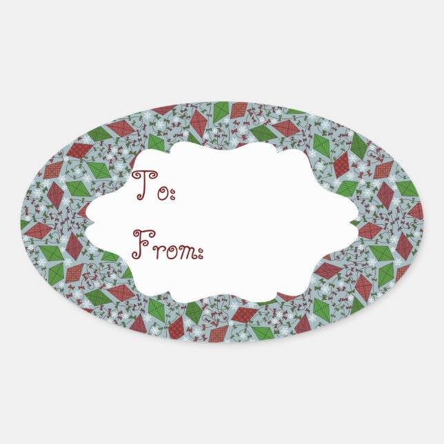 Papagaios de Natal, adesivo de presente (Frente)