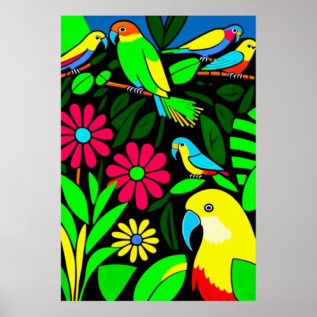 Papagaios - Impressão de Arte Canvas (Frente)