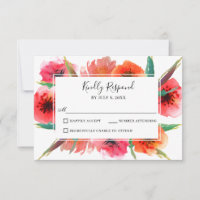 Papagaios Pintados Vermelhos Casamento Floral RSVP