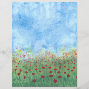 Papagaios vermelhos no campo Papel Escrapbook com 