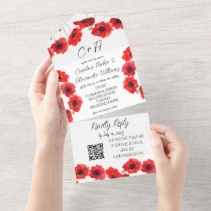 Papagaios Vermelhos Poppy Moderno Elegante Floral