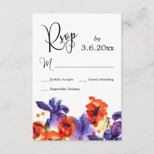 Papagaios vermelhos, RSVP de Casamento de Aquarela