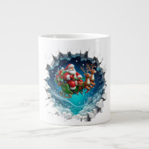 Papai Noel 3D em uma caneca de Natal escorregadia