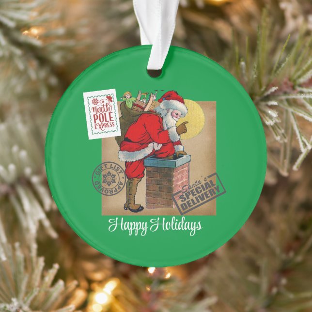 Papai Noel Abaixo O Ornamento Acrílico Da Chaminé (Árvore)