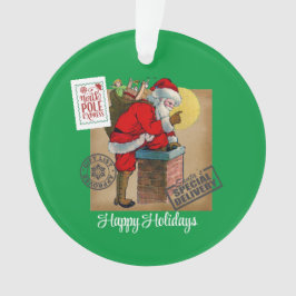 Papai Noel Abaixo O Ornamento Acrílico Da Chaminé