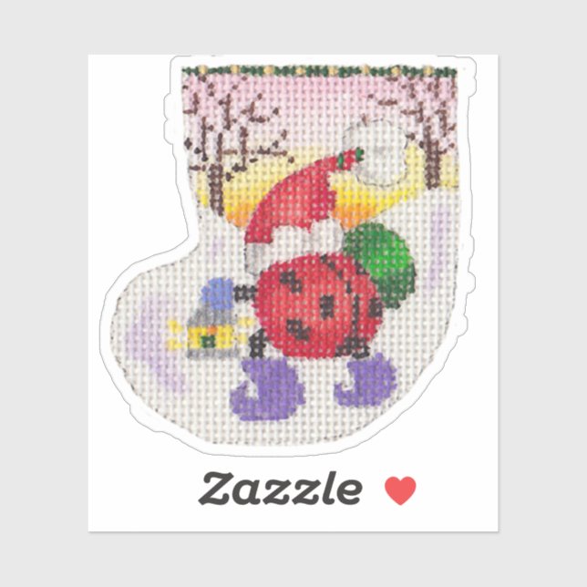 Papai noel adesivo de ladybug (Folha)