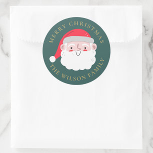 Papai Noel Adesivo Redondo de Natal Personalizad