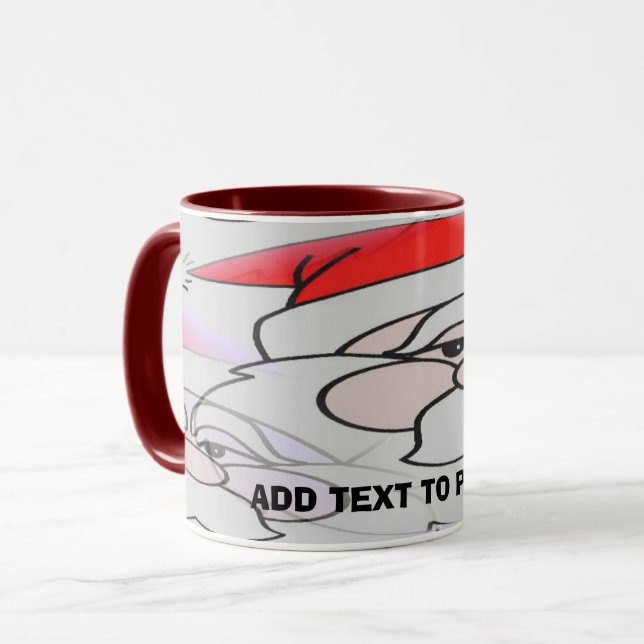 Papai Noel, adicione texto Caneca (Frente Esquerda)