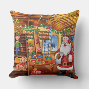 Papai noel, almofada detalhada com Elves!