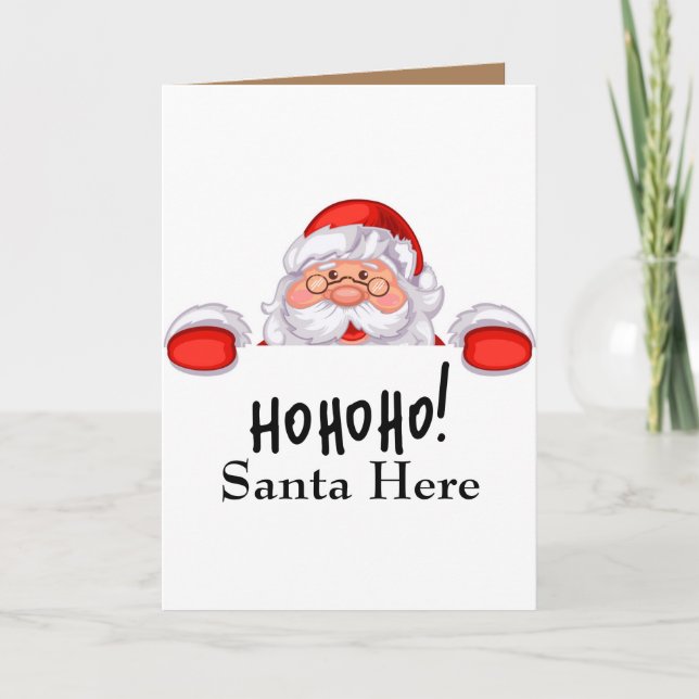 Papai Noel aqui cartão de Natal com cachorro (Frente)