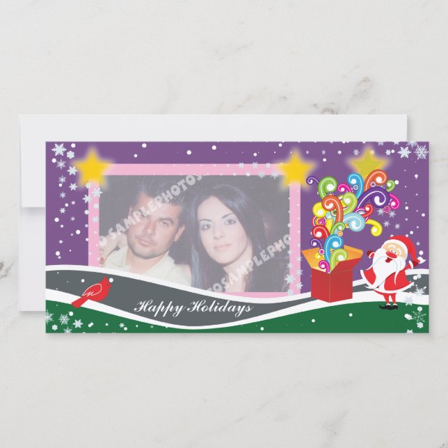 Papai Noel, Caixa De Presente E Cartões com fotos  (Frente)