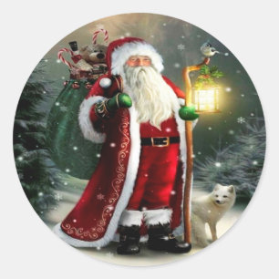 Papai Noel com Adesivo Redondo de Lanterna