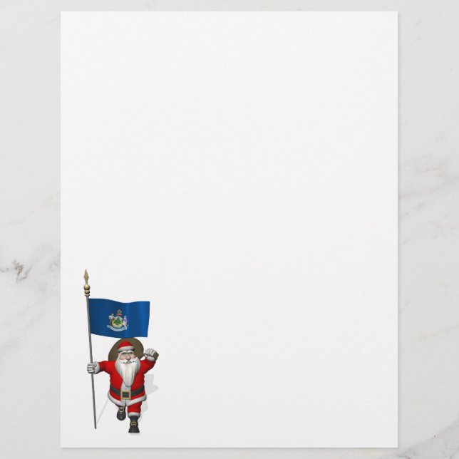 Papai Noel Com Bandeira do Maine (Frente)