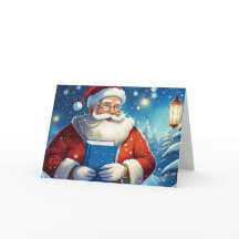 Papai Noel com cartão de Natal do Grande Livro
