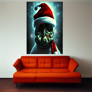 Papai Noel com máscara de gás   AI Art Poster
