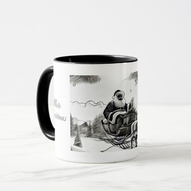 Papai noel de caneca branca de Natal (Frente Esquerda)
