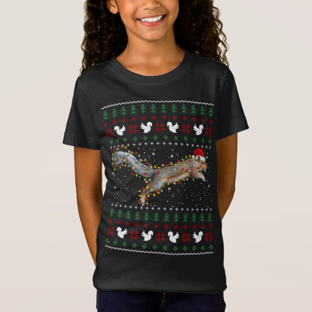 Papai noel de esquilo giro bonito no suéter de Nat (Frente)