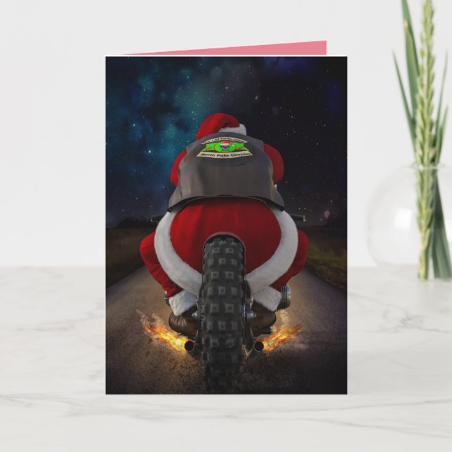 PAPAI NOEL DE MOTOCICLETA CARTÃO DE NATAL (Frente)