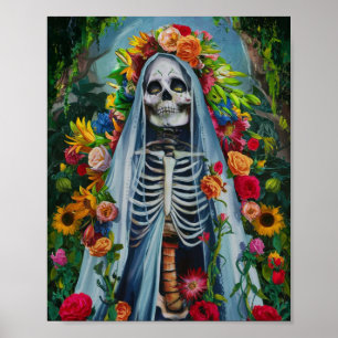 Papai noel de Muerte com Poster de Flores Colorida