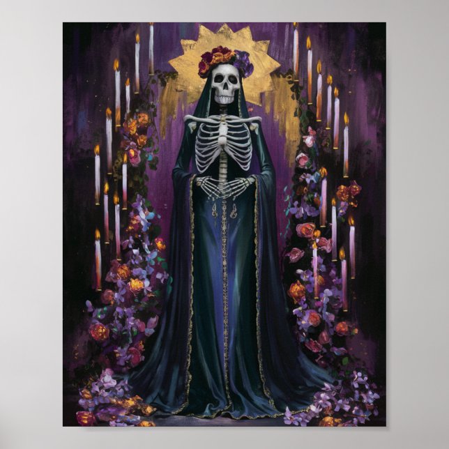 Papai noel de Muerte com Velas e Poster de Flores (Frente)