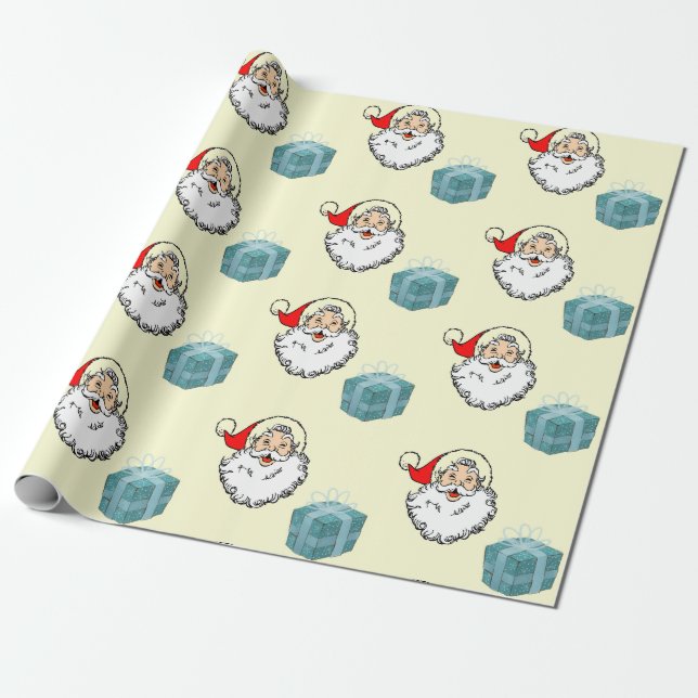 Papai Noel de Natal e Papel de Molho para Presente (Desenrolado)