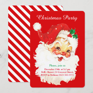 Papai Noel de Natal em Convite de Festa Vermelho