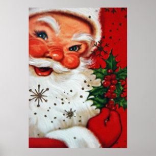 Papai noel de poster de Natal retrógrado