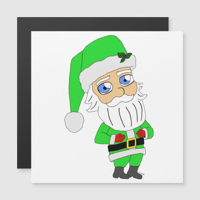 Papai Noel de terno verde chibi (Frente/Verso)