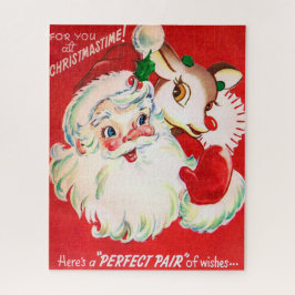 Papai noel do Natal e quebra-cabeça retro do