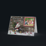 Papai noel do vintage com o cartão com fotos da<br><div class="desc">Este cartão de Natal interativo mágico cria um espírito original do Natal através de uma mistura de imagens, de suas fotos, de música e de vídeo. ***** É simples: faça a varredura do QR-código cifrado no cartão e aprecie o Natal! ***** Nota: na estréia do cartão o QR-código não pode...</div>