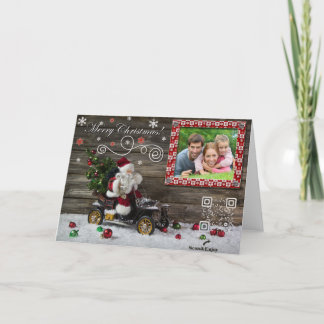 Papai noel do vintage com o cartão com fotos da