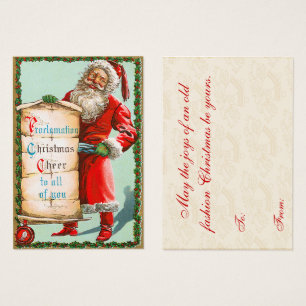 Papai noel do vintage e seus Tag do presente do