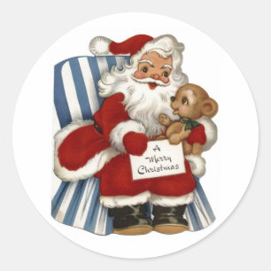 Papai noel do vintage, etiqueta do Natal do urso