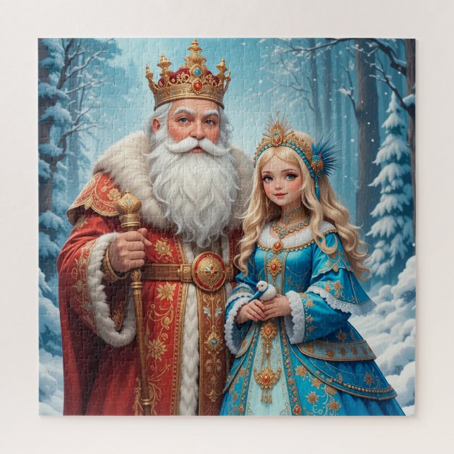 Papai Noel Donzela de Neve Natal Quebra-cabeça Fer (Vertical)