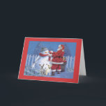 Papai noel e boneco de neve do cartão de Natal da<br><div class="desc">Recordar a família e os amigos durante a época natalícia é uma maneira maravilhosa de permanecer em contacto com as pessoas que você ama e se importa aproximadamente. Eu criei estes cartões de natal do cão com amor e o cuidado e eu somos certos que qualquer um que ama cães...</div>