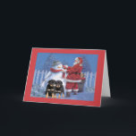 Papai noel e boneco de neve do cartão de Natal do<br><div class="desc">Recordar a família e os amigos durante a época natalícia é uma maneira maravilhosa de permanecer em contacto com as pessoas que você ama e se importa aproximadamente. Eu criei estes cartões de natal do cão com amor e o cuidado e eu somos certos que qualquer um que ama cães...</div>