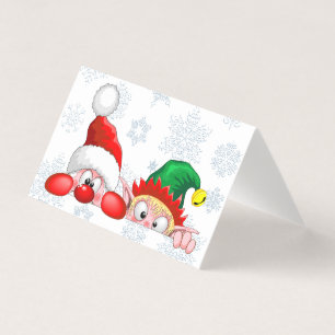 Papai Noel e Elfo Cartoon de Natal fofo e engraçad