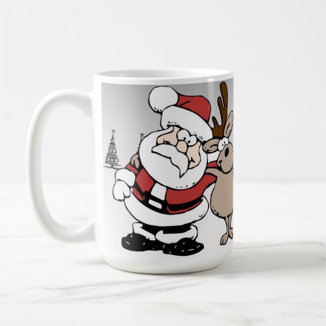 Papai noel e Rudolph a caneca cheirada vermelha da (Esquerda)