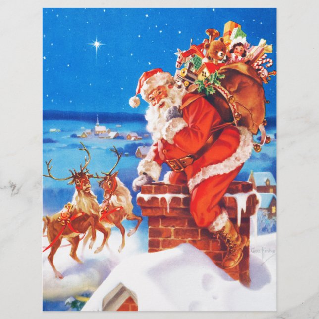 Papai Noel e sua rena no telhado (Frente)