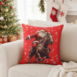 Papai Noel em Cavalo Almofada Decorativa