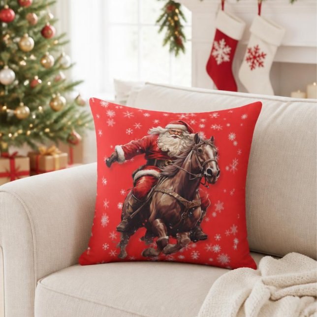 Papai Noel em Cavalo Almofada Decorativa (Criador carregado)