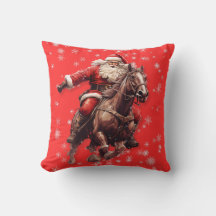 Papai Noel em Cavalo Almofada Decorativa